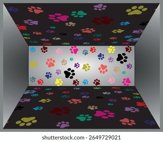 Paw Prints Background. Cute pets and Dogs pets paw print isolated on white background.