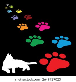 Paw Prints Background. Cute pets and Dogs pets paw print isolated on white background.