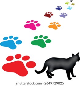 Paw Prints Background. Cute pets and Dogs pets paw print isolated on white background.