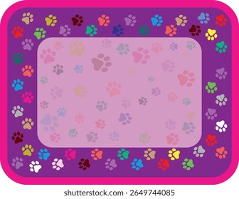 Paw Prints Background. Cute pets and Dogs pets paw print isolated on white background.