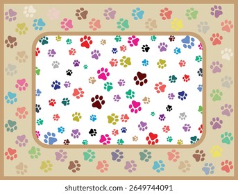 Paw Prints Background. Cute pets and Dogs pets paw print isolated on white background.