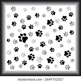 Paw Prints Background. Cute pets and Dogs pets paw print isolated on white background.