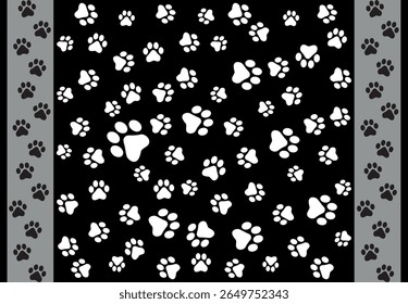 Paw Prints Background. Cute pets and Dogs pets paw print isolated on white background.