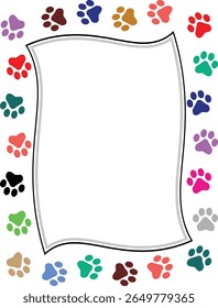  Paw Prints Background. Cute pets and Dogs pets paw print isolated on white background.