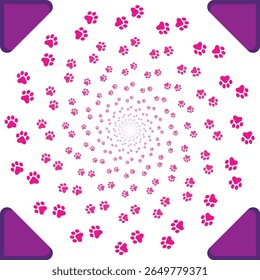  Paw Prints Background. Cute pets and Dogs pets paw print isolated on white background.