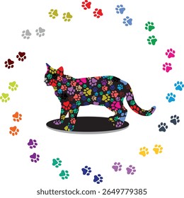 Paw Prints Background. Cute pets and Dogs pets paw print isolated on white background.