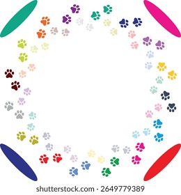  Paw Prints Background. Cute pets and Dogs pets paw print isolated on white background.