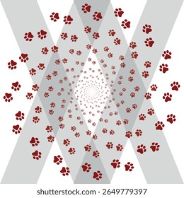  Paw Prints Background. Cute pets and Dogs pets paw print isolated on white background.
