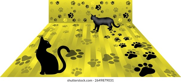 Paw Prints Background. Cute pets and Dogs pets paw print isolated on white background.