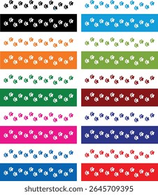 Paw Imprime Conjunto de fundo. Animais bonitos e cães animais de estimação pata impressão isolado no fundo branco.
