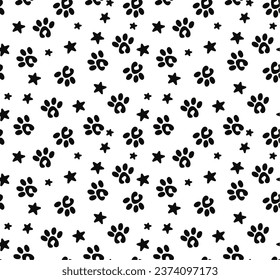 paw prints background with stars decoration
