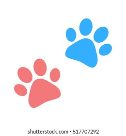 Paw prints blue and pink vector isolated