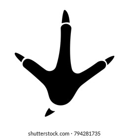 Paw prints. Chicken paw. Rooster or chicken paws print a flat icon for applications for animals and websites.