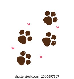 paw prints with cute little hearts