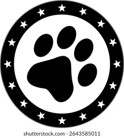 Paw Prints. Cute pets and Dogs pets paw print isolated on white background. Animal Dog paw prints.