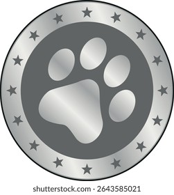 Paw Prints. Cute pets and Dogs pets paw print isolated on white background. Animal Dog paw prints.