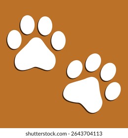 Paw Prints. Cute pets and Dogs pets paw print isolated on white background. Animal paw prints.