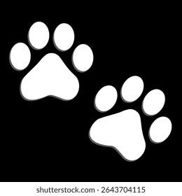 Paw Prints. Cute pets and Dogs pets paw print isolated on white background. Animal paw prints.