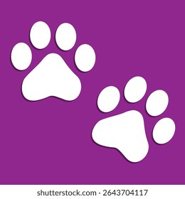 Paw Prints. Cute pets and Dogs pets paw print isolated on white background. Animal paw prints.
