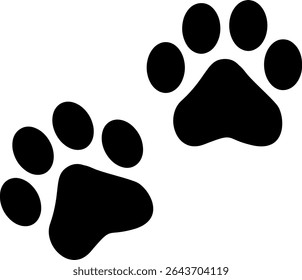 Paw Prints. Cute pets and Dogs pets paw print isolated on white background. Animal paw prints.