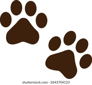 Paw Prints. Cute pets and Dogs pets paw print isolated on white background. Animal paw prints.