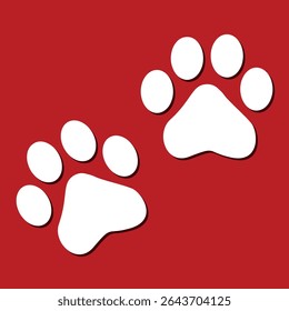 Paw Prints. Cute pets and Dogs pets paw print isolated on white background. Animal paw prints.