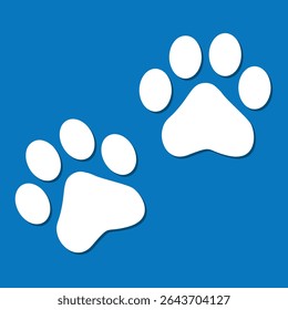 Paw Prints. Cute pets and Dogs pets paw print isolated on white background. Animal paw prints.