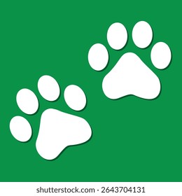 Paw Prints. Cute pets and Dogs pets paw print isolated on white background. Animal paw prints.