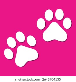 Paw Prints. Cute pets and Dogs pets paw print isolated on white background. Animal paw prints.