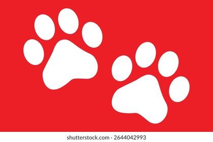Paw Prints. Cute pets and Dogs pets paw print isolated on white background. Animal paw prints.