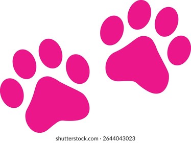 Paw Prints. Cute pets and Dogs pets paw print isolated on white background. Animal paw prints.