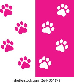 Paw Prints. Cute pets and Dogs pets paw print isolated on white background. Animal paw prints.