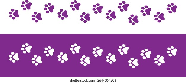 Paw Prints. Cute pets and Dogs pets paw print isolated on white background. Animal paw prints.