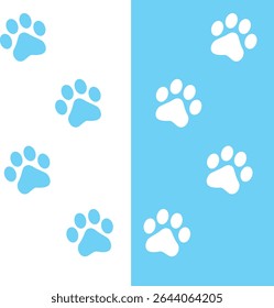 Paw Prints. Cute pets and Dogs pets paw print isolated on white background. Animal paw prints.