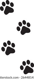 Paw Prints. Cute pets and Dogs pets paw print isolated on white background. Animal Dog paw prints.