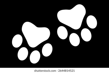 Paw Prints. Cute pets and Dogs pets paw print isolated on white background. Animal Dog paw prints.