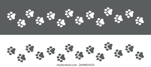 Paw Prints. Cute pets and Dogs pets paw print isolated on white background. Animal Dog paw prints.