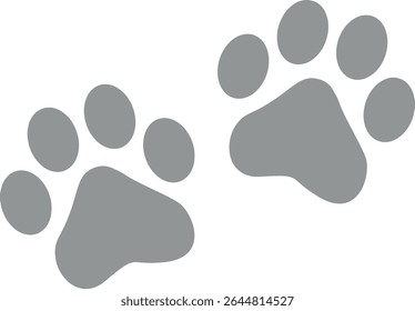 Paw Prints. Cute pets and Dogs pets paw print isolated on white background. Animal Dog paw prints.