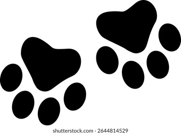 Paw Prints. Cute pets and Dogs pets paw print isolated on white background. Animal Dog paw prints.