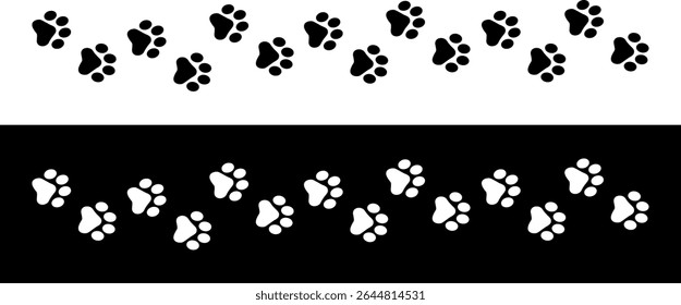 Paw Prints. Cute pets and Dogs pets paw print isolated on white background. Animal Dog paw prints.