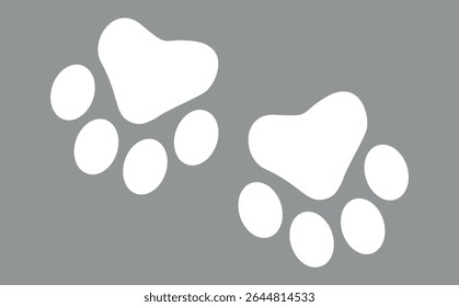 Paw Prints. Cute pets and Dogs pets paw print isolated on white background. Animal Dog paw prints.
