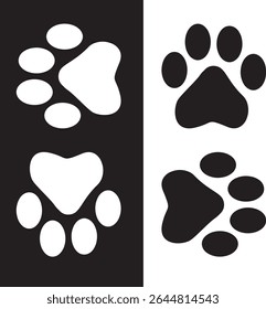 Paw Prints. Cute pets and Dogs pets paw print isolated on white background. Animal Dog paw prints.