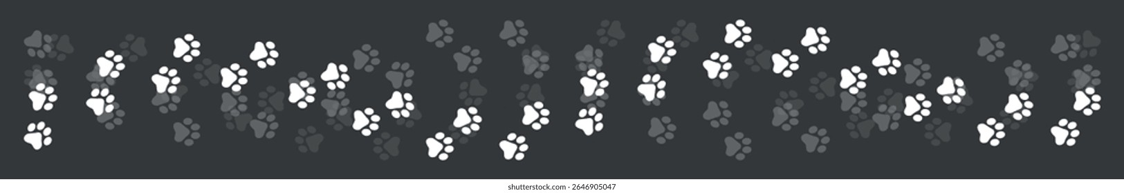 Paw Prints. Cute pets and Dogs pets paw print isolated on white background. Animal paw prints.