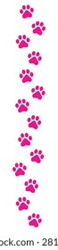 Paw Prints. Cute pets and Dogs pets paw print isolated on white background. Animal paw prints