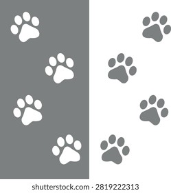 Paw Prints. Cute pets and Dogs pets paw print isolated on white background. Animal paw prints