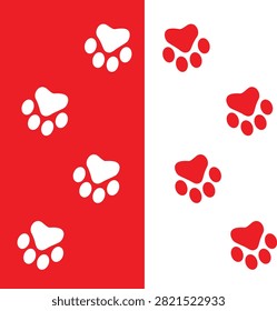 Paw Prints. Cute pets and Dogs pets paw print isolated on white background. Animal paw prints
