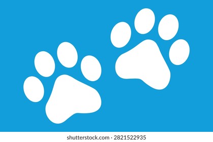 Paw Prints. Cute pets and Dogs pets paw print isolated on white background. Animal paw prints