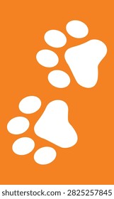 Paw Prints. Cute pets and Dogs pets paw print isolated on white background. Animal paw prints