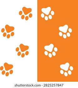 Paw Prints. Cute pets and Dogs pets paw print isolated on white background. Animal paw prints