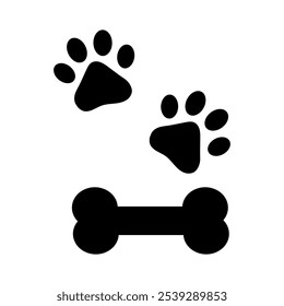 Impressões de patas com osso de cão	